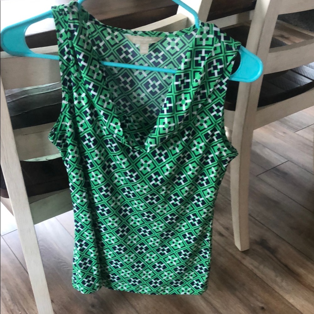 Banana Republic Geometric Green Sleeveless Blouse